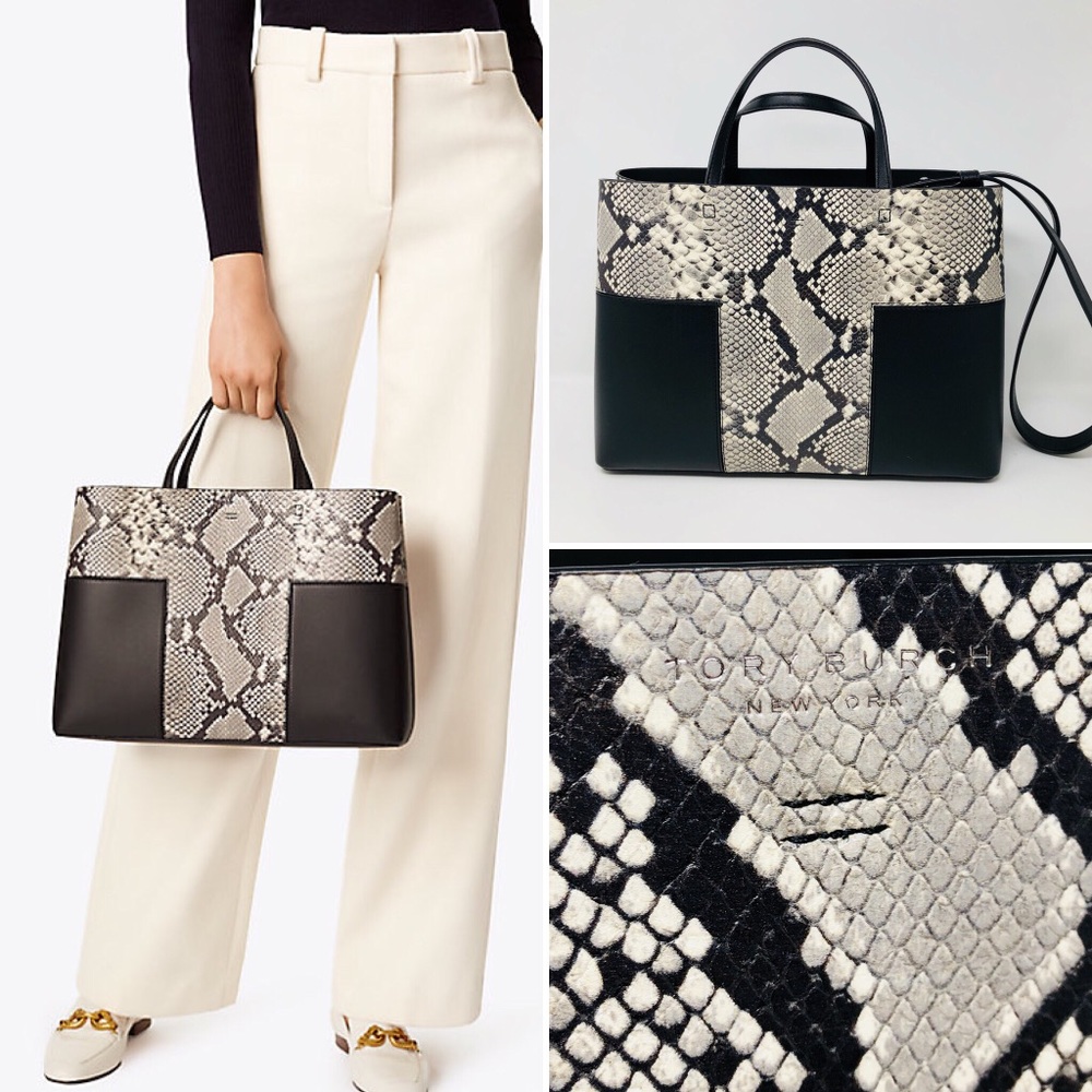 TORY BURCH BLOCK-T TRIPLE COMPARTMENT TOTE